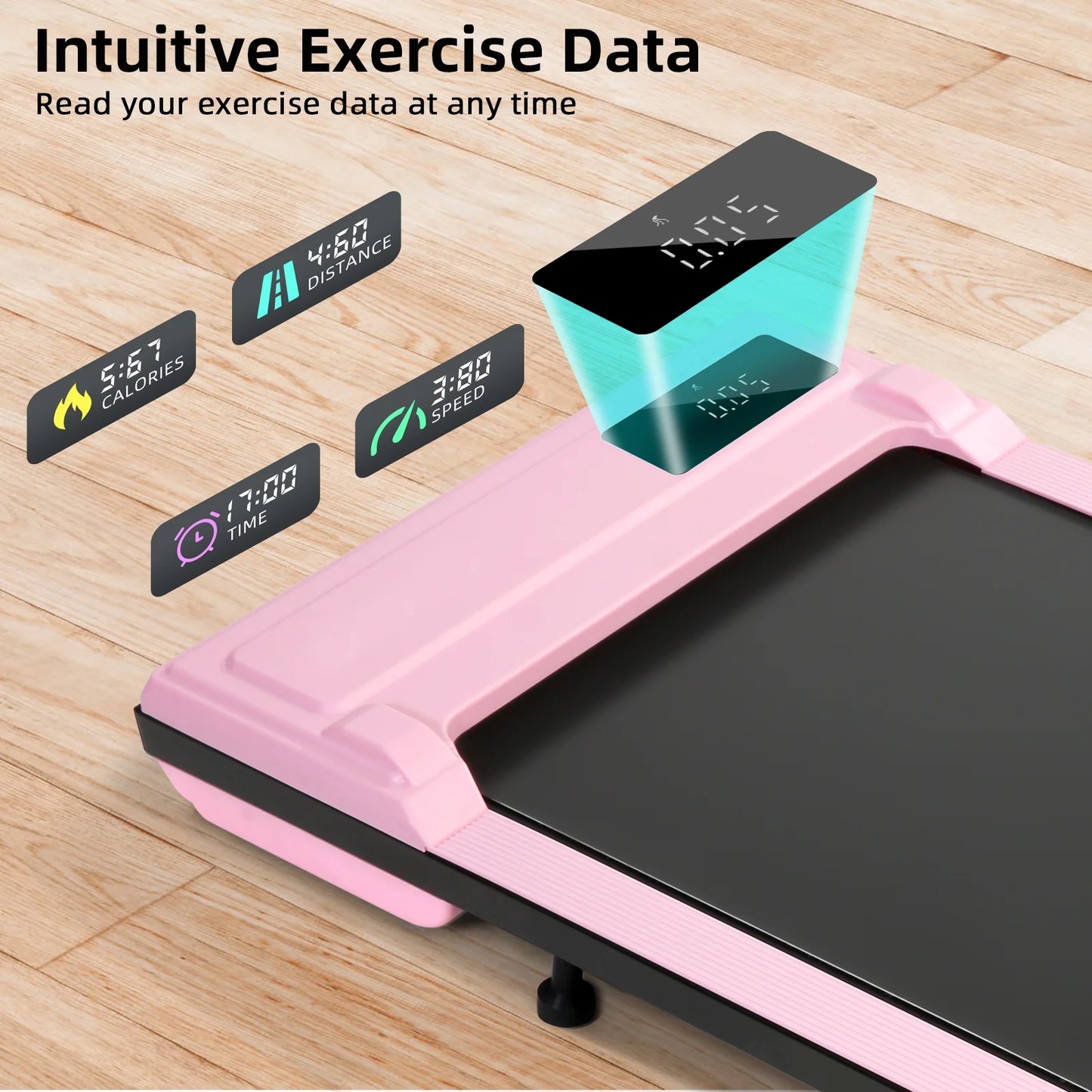 Walking Pad, 2 in 1 under Desk Treadmill with Remote Control、Led Display, 300 Lbs Portable Treadmill for Home/Office (Pink)