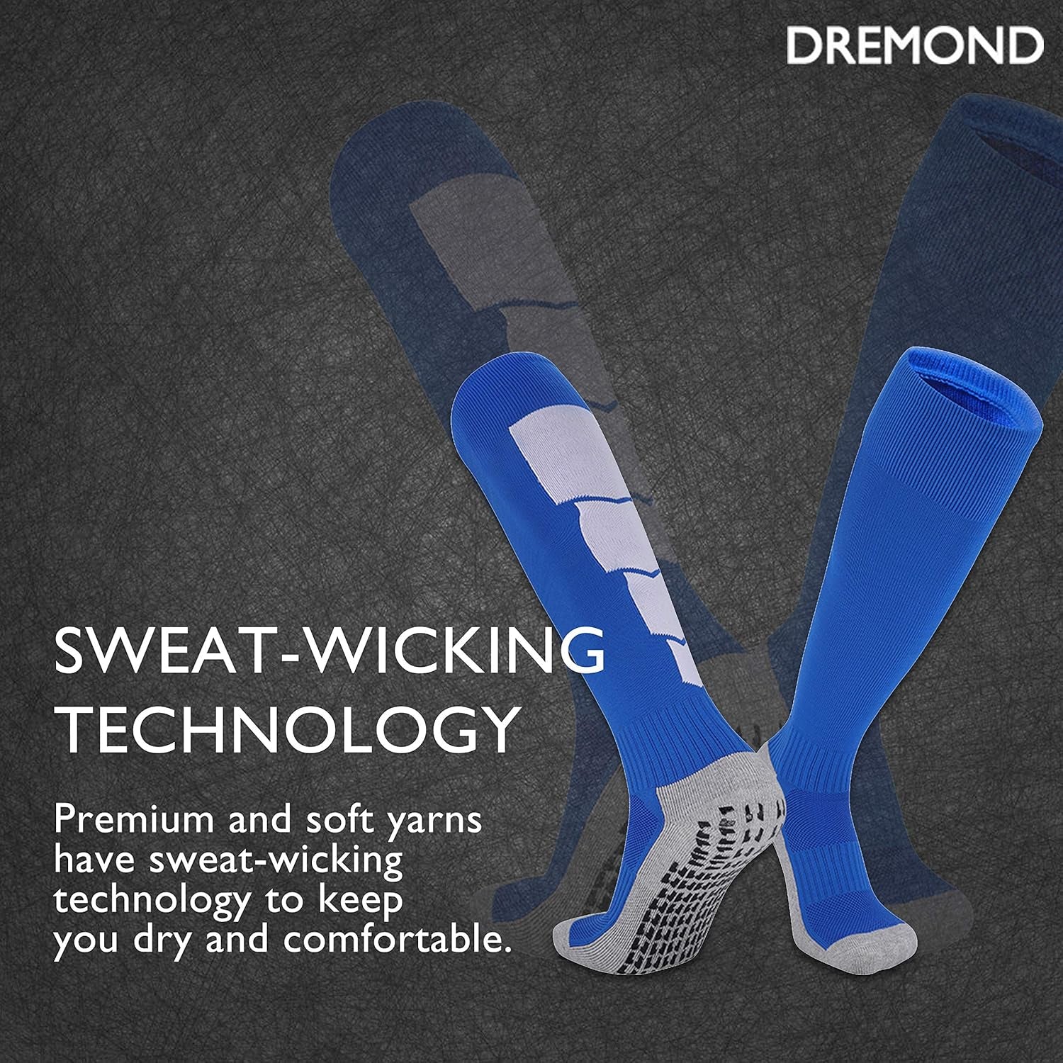 anti Slip Soccer Socks (2 Pairs), Non-Slip Football Socks, Grip Baseball Socks