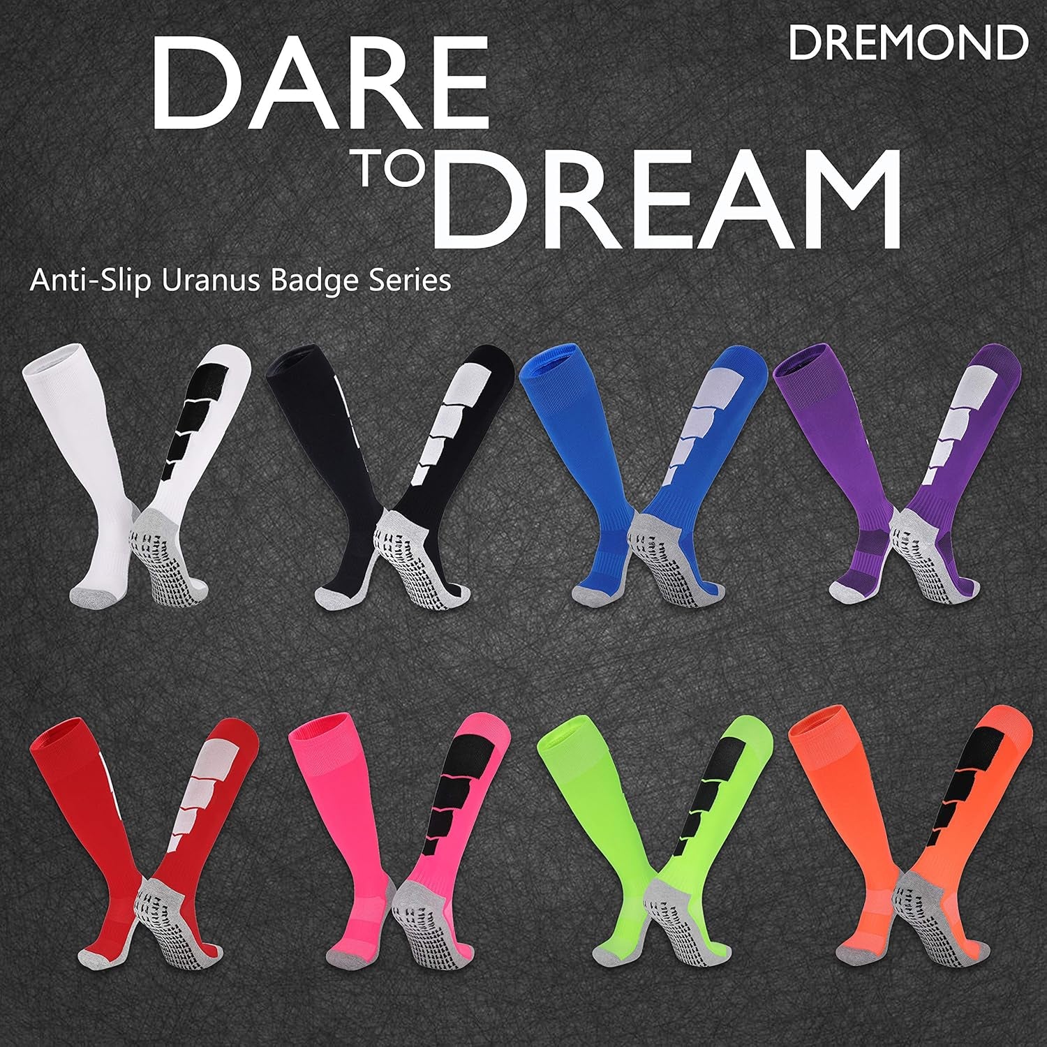 anti Slip Soccer Socks (2 Pairs), Non-Slip Football Socks, Grip Baseball Socks