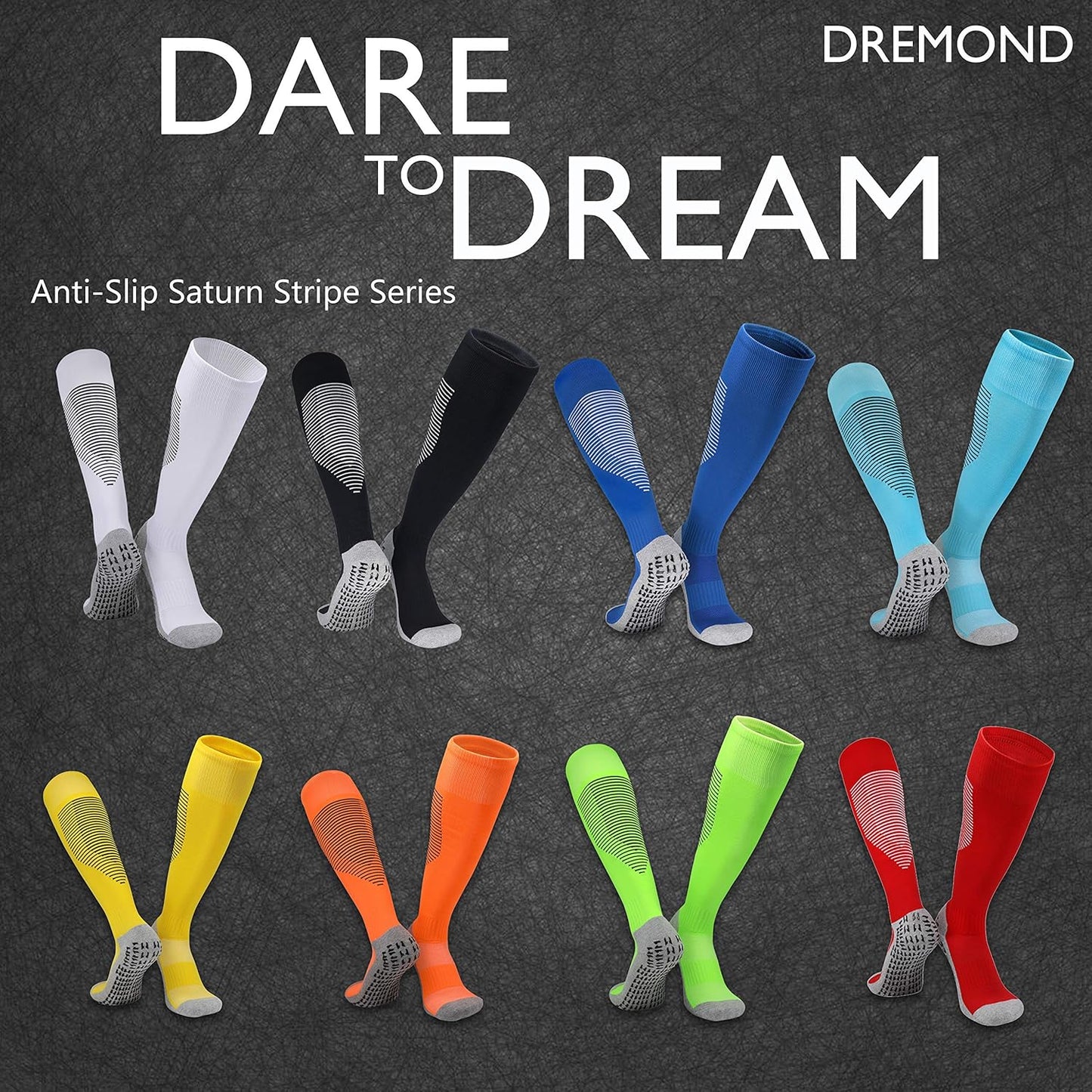 anti Slip Soccer Socks (2 Pairs), Non-Slip Football Socks, Grip Baseball Socks