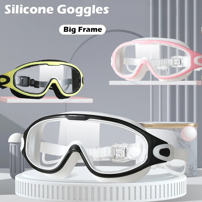 Swimming Goggles for Adult Men and Women High-Definition Waterproof and anti Fog Electroplating Large Frame Swimming Goggles