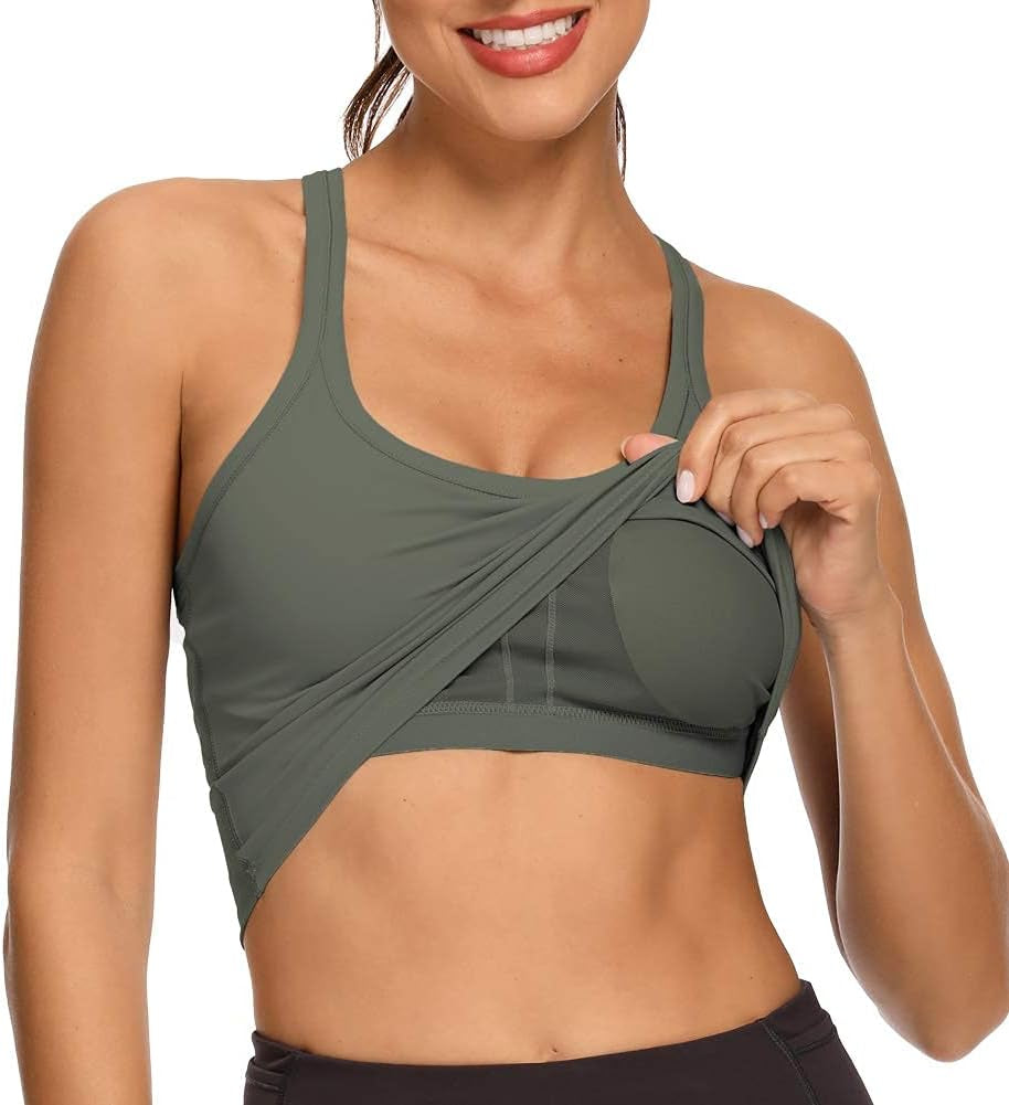 Workout Crop Tops for Women Athletic Tank Tops with Built in Bra Supportive Sports Bra
